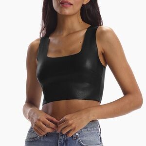 Commando Faux Leather Crop Top in Black XS